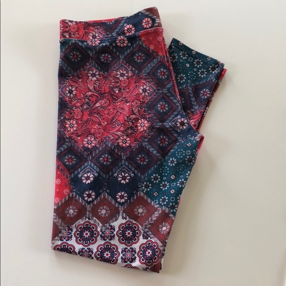 American Eagle Outfitters Pants - American Eagle Pink/Blue Print 🦅 Leggings Large
